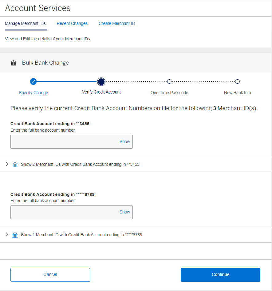Screenshot of Step 2: Verifying Bank information