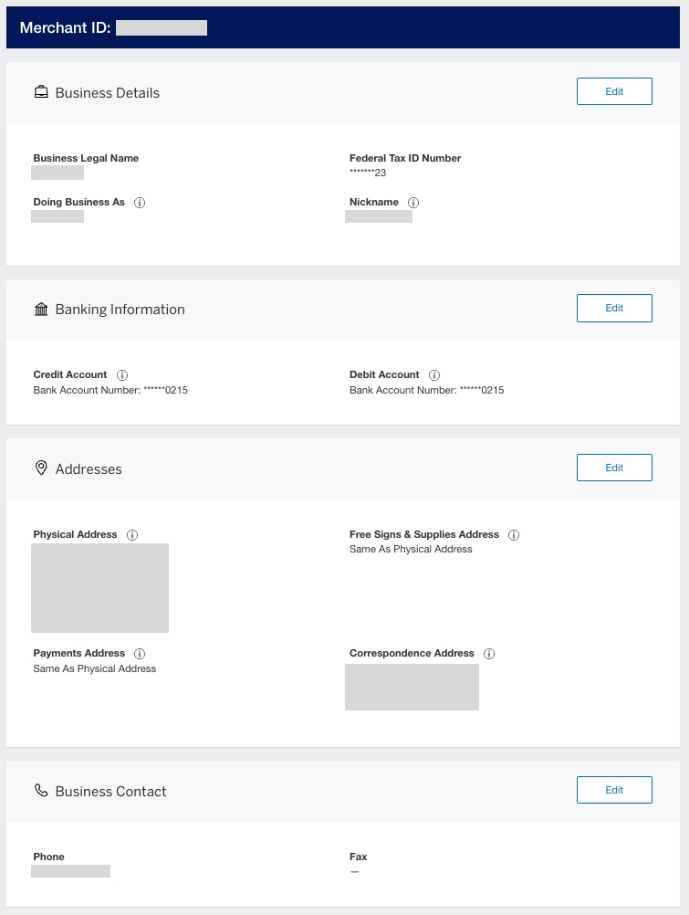 Screenshot of the "Edit" button for account information
