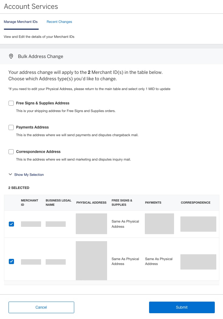 Screenshot of editing Addresses