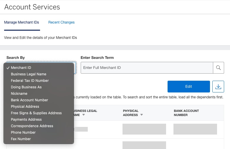 Screenshot of Category options in dropdown