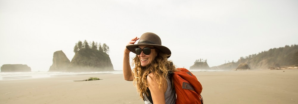 Woman Hiking in Desert