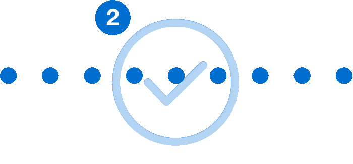 Check mark icon with dots across