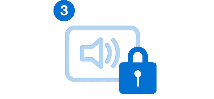 Volume up icon with lock icon in front
