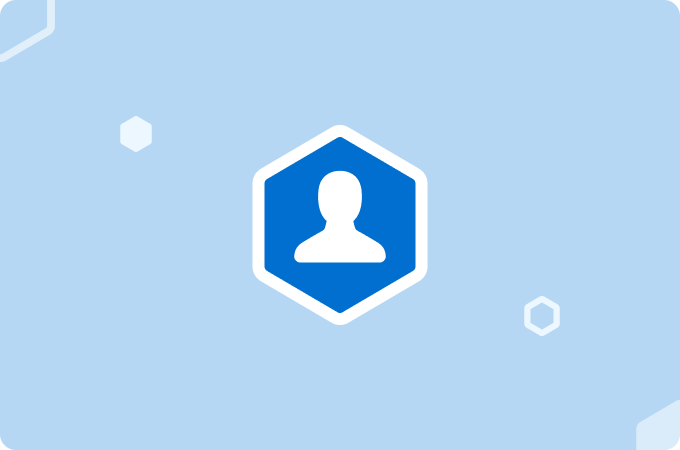 Outline of face imbedded in a hexagon