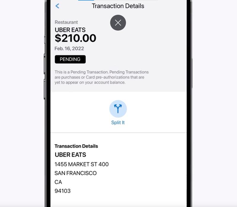Select a Purchase to Split and tap "Split It"