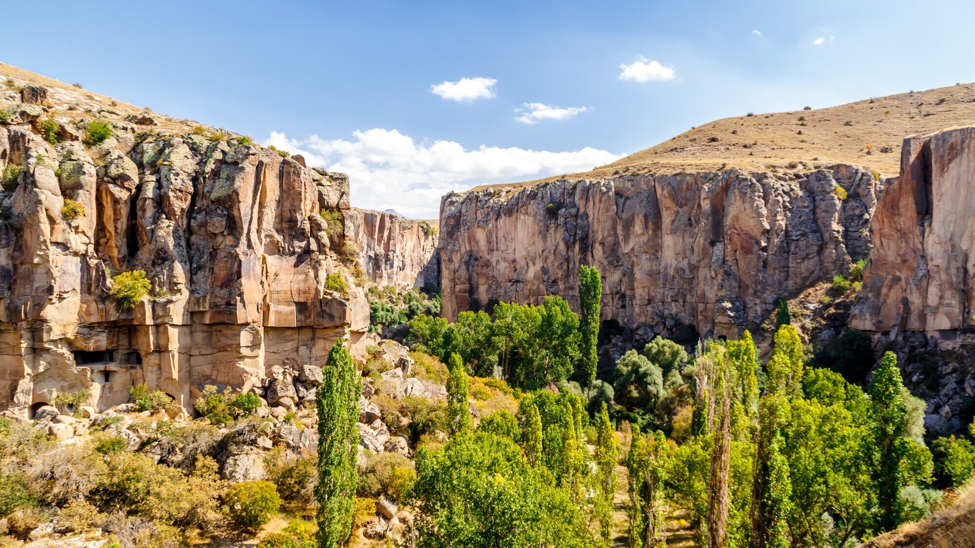 Panoramaaufnahme der Ihlara-Schlucht. Panoramaaufnahme der Ihlara-Schlucht.