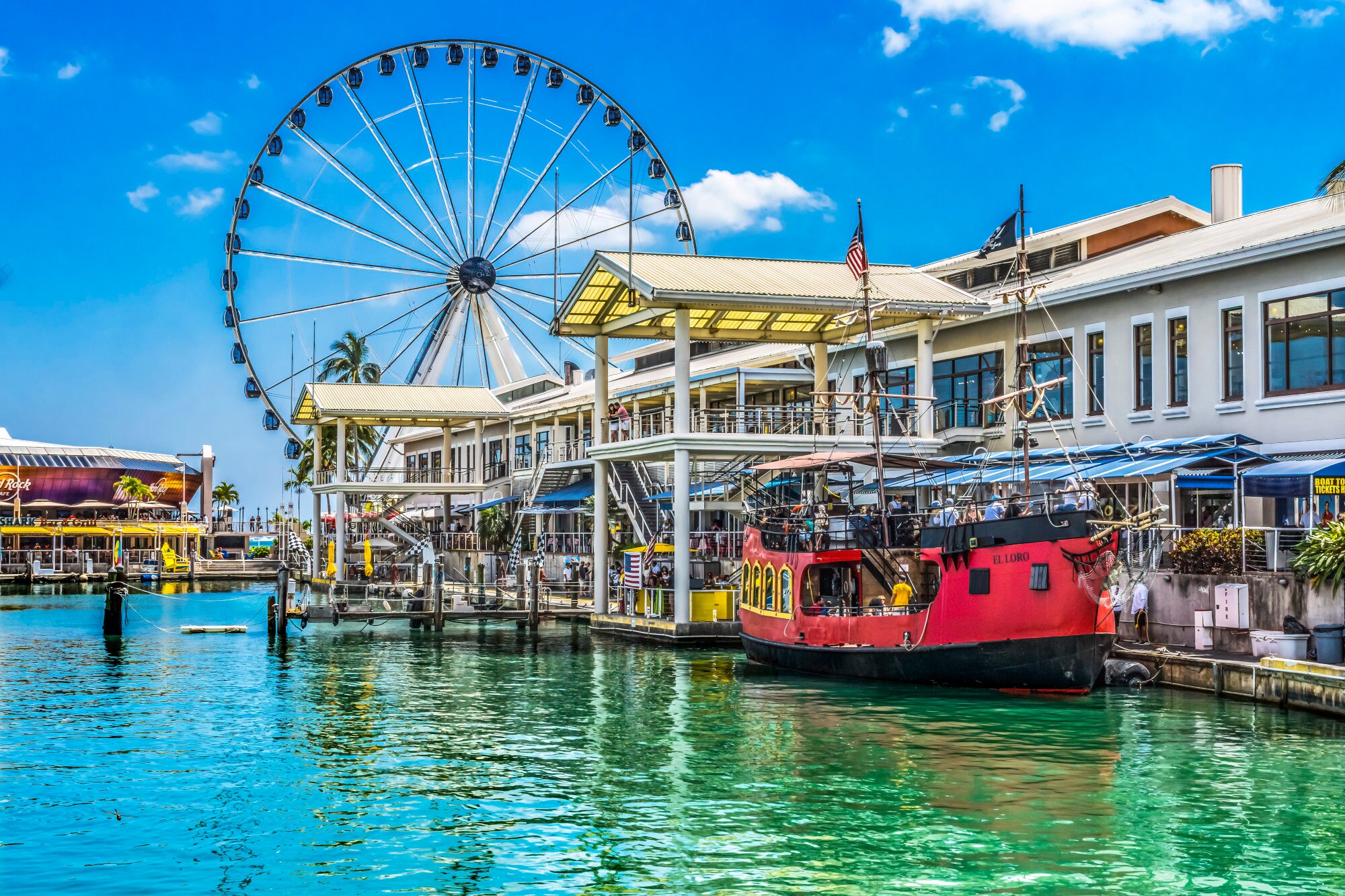 Blick auf das Riesenrad in Miami. Blick auf das Riesenrad in Miami.