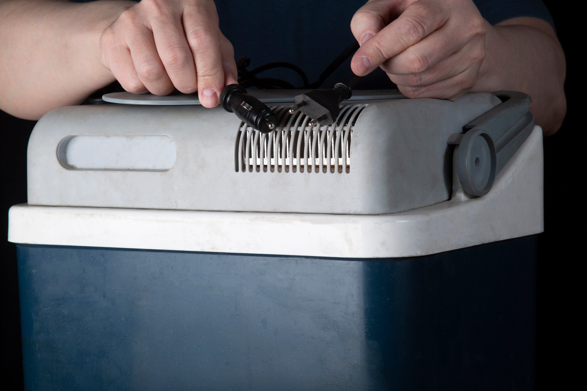 Detail einer tragbaren Kühlbox