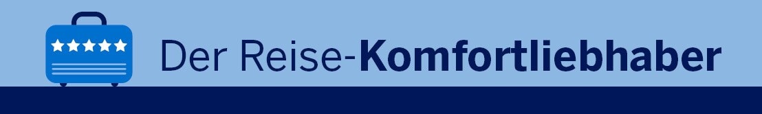 Geschäftsreisetypen Die Grafik zeigt den Schriftzug "Der Komfortliebhaber"