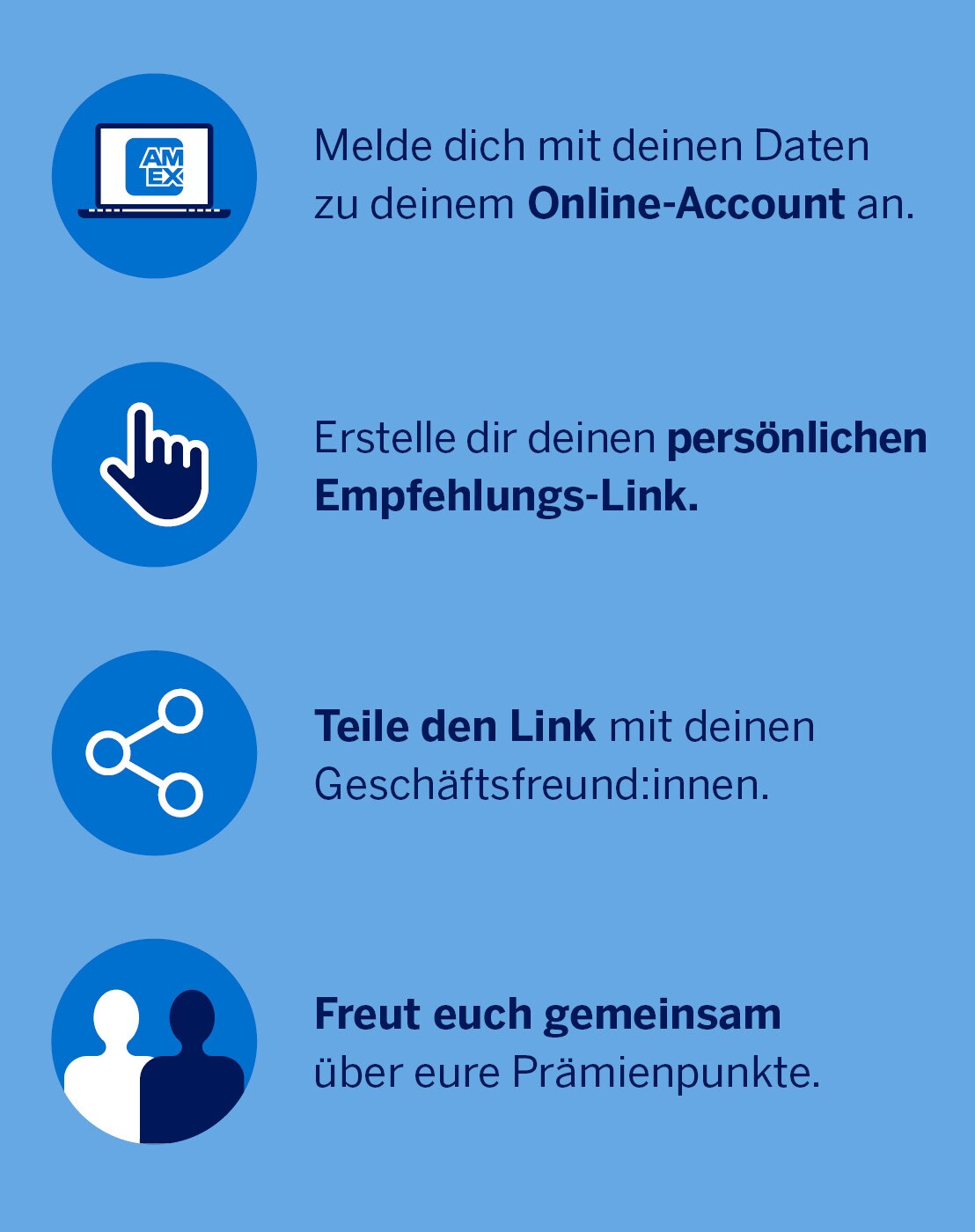 Business-Kreditkarten weiterempfehlen und belohnt werden. So empfiehlst Du die American Express Business-Kreditkarten weiter.