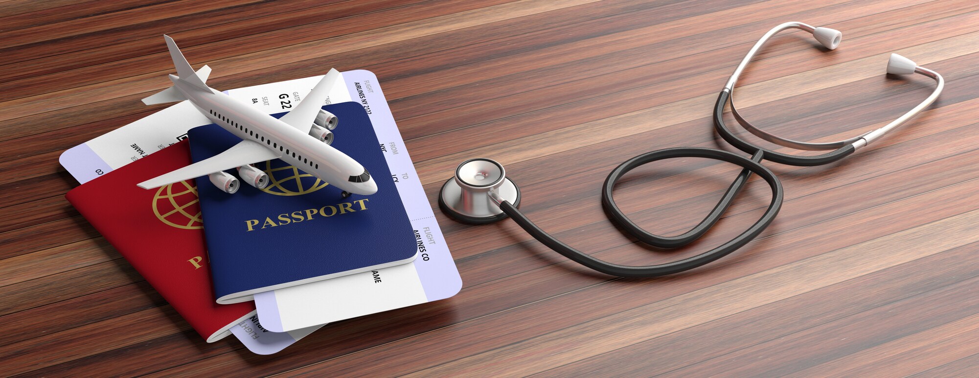Depositphotos_208262964_L Bild: Stethoskop und reisepass auf dem Tisch
