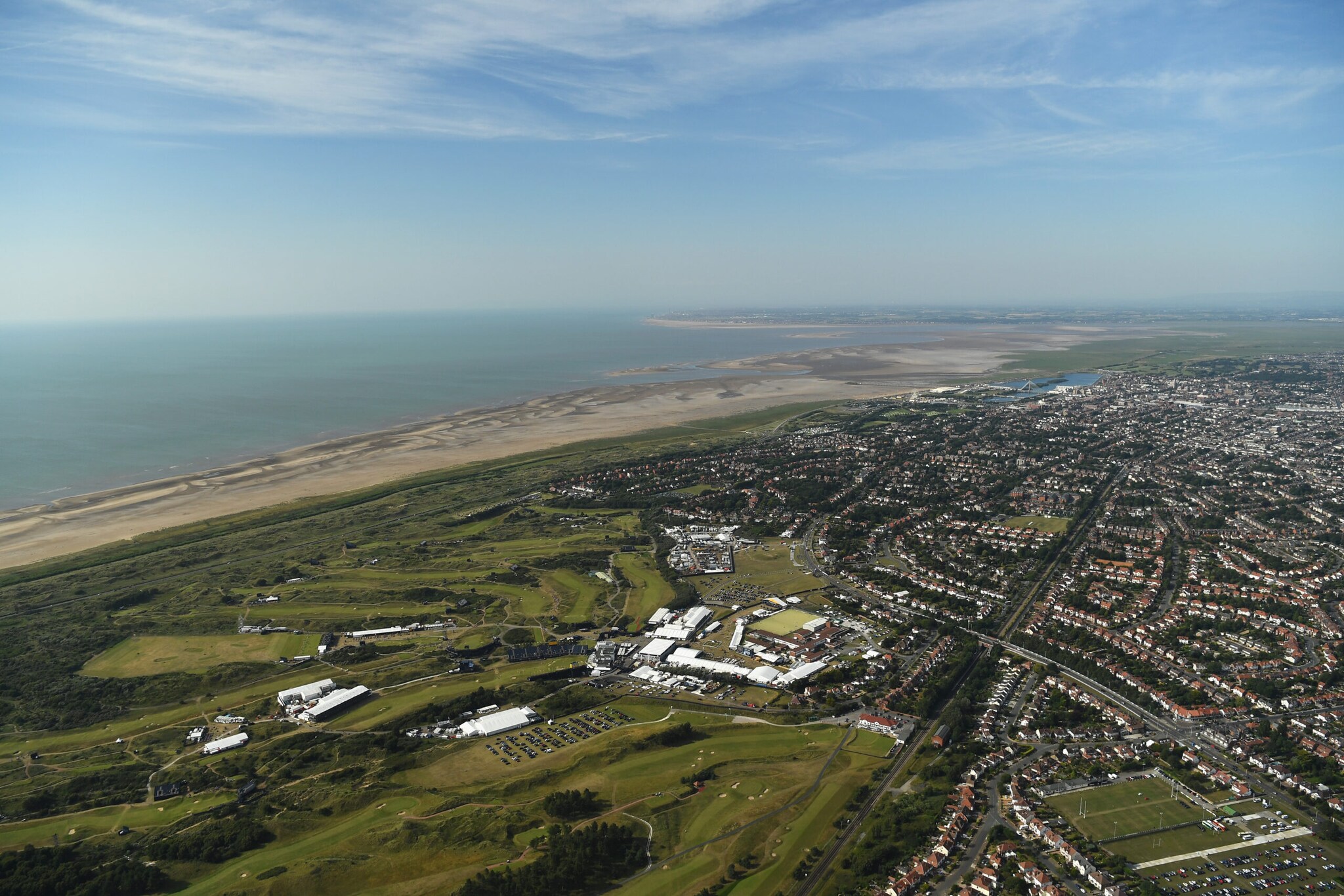 Der Blick auf den Royal Birkdale Golf Club im englischen Southport