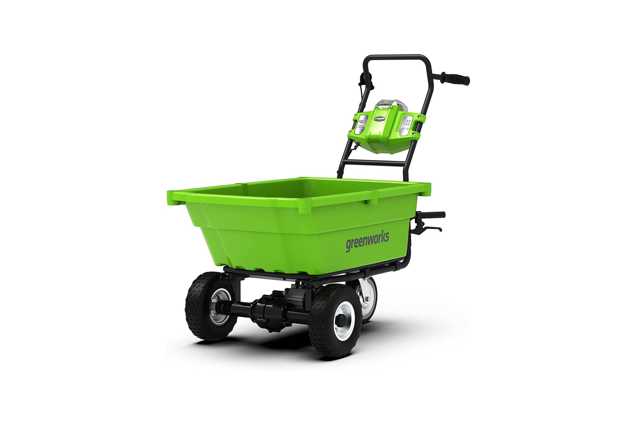 Eine grüne Elektro-Schubkarre Eine grüne Elektro-Schubkarre