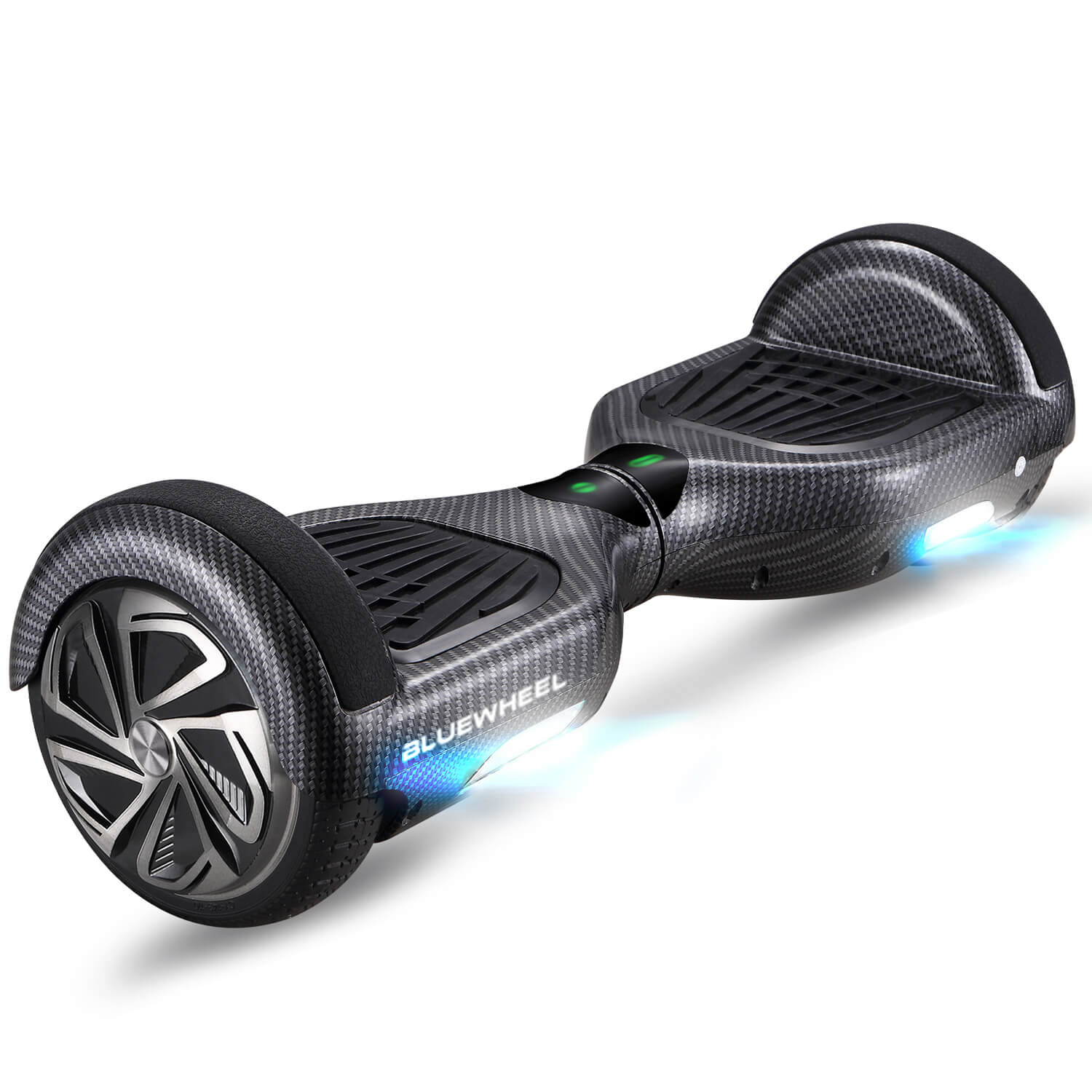 Ein modernes Hoverboard mit blauen Leuchten