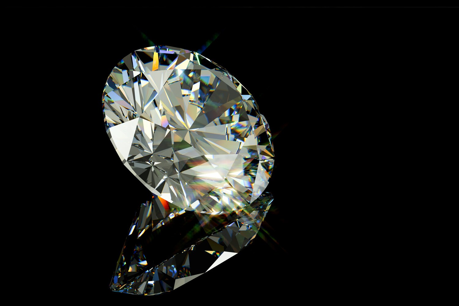 Ein funkelnder runder Diamant auf schwarzem Hintergrund. Ein funkelnder runder Diamant auf schwarzem Hintergrund.