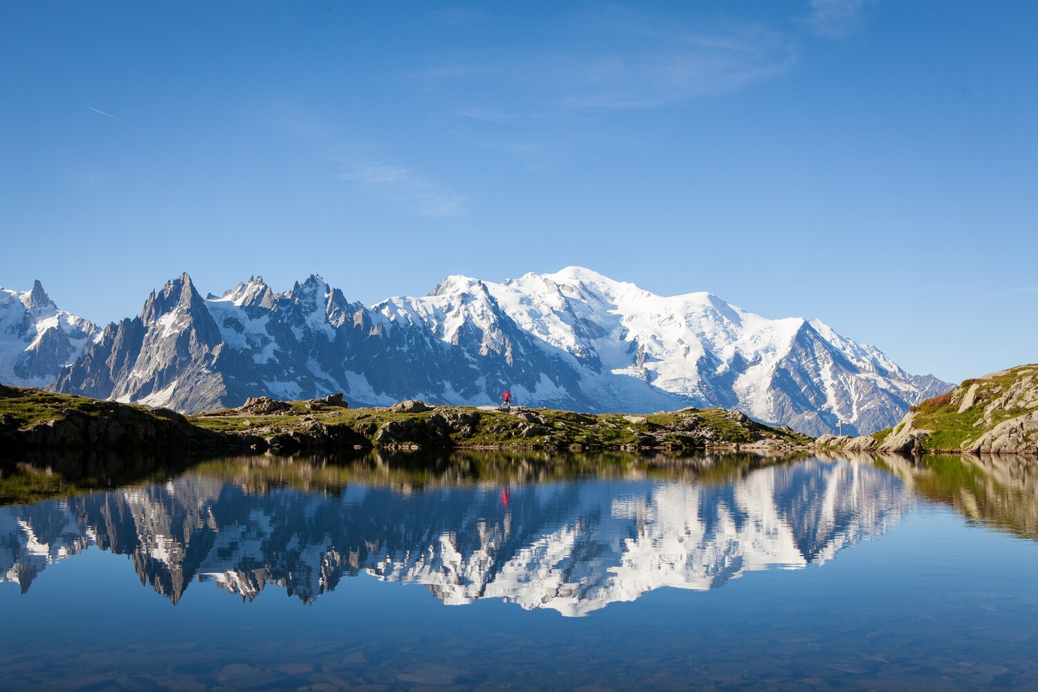 Die französischen Alpen nahe Chamonix mit dem Montblanc im Hintergrund
