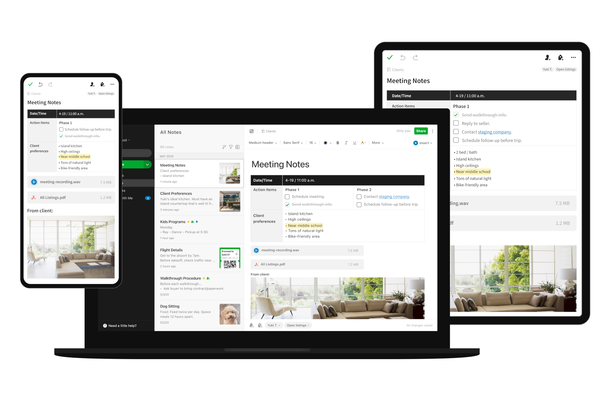 Blick auf die Evernote-Oberfläche für Smartphone und Desktop Blick auf die Evernote-Oberfläche für Smartphone und Desktop