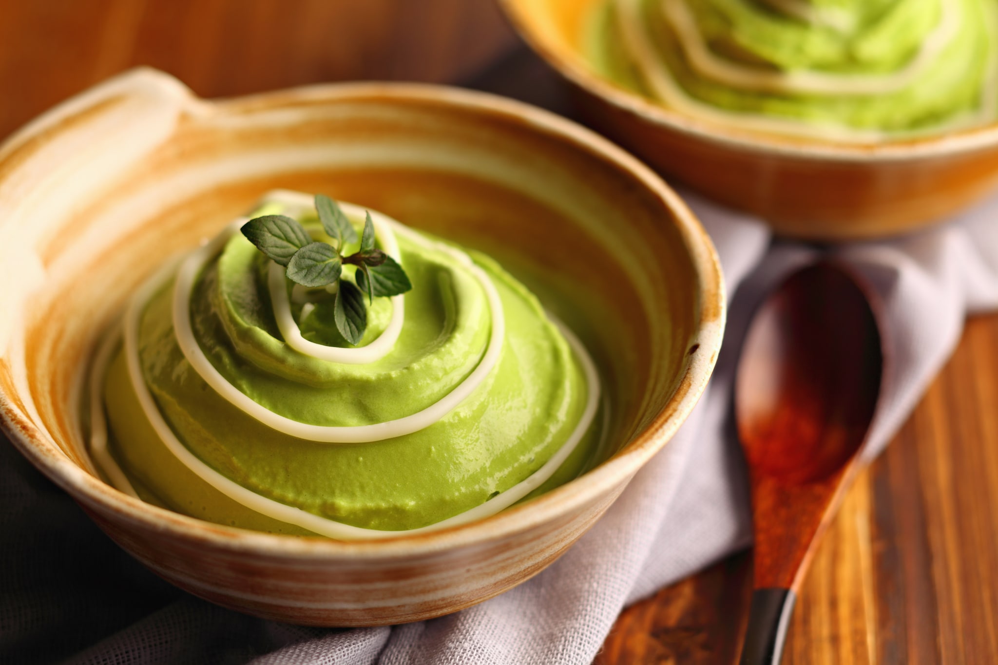 Nachspeise Matcha-Eis. Nachspeise Matcha-Eis.