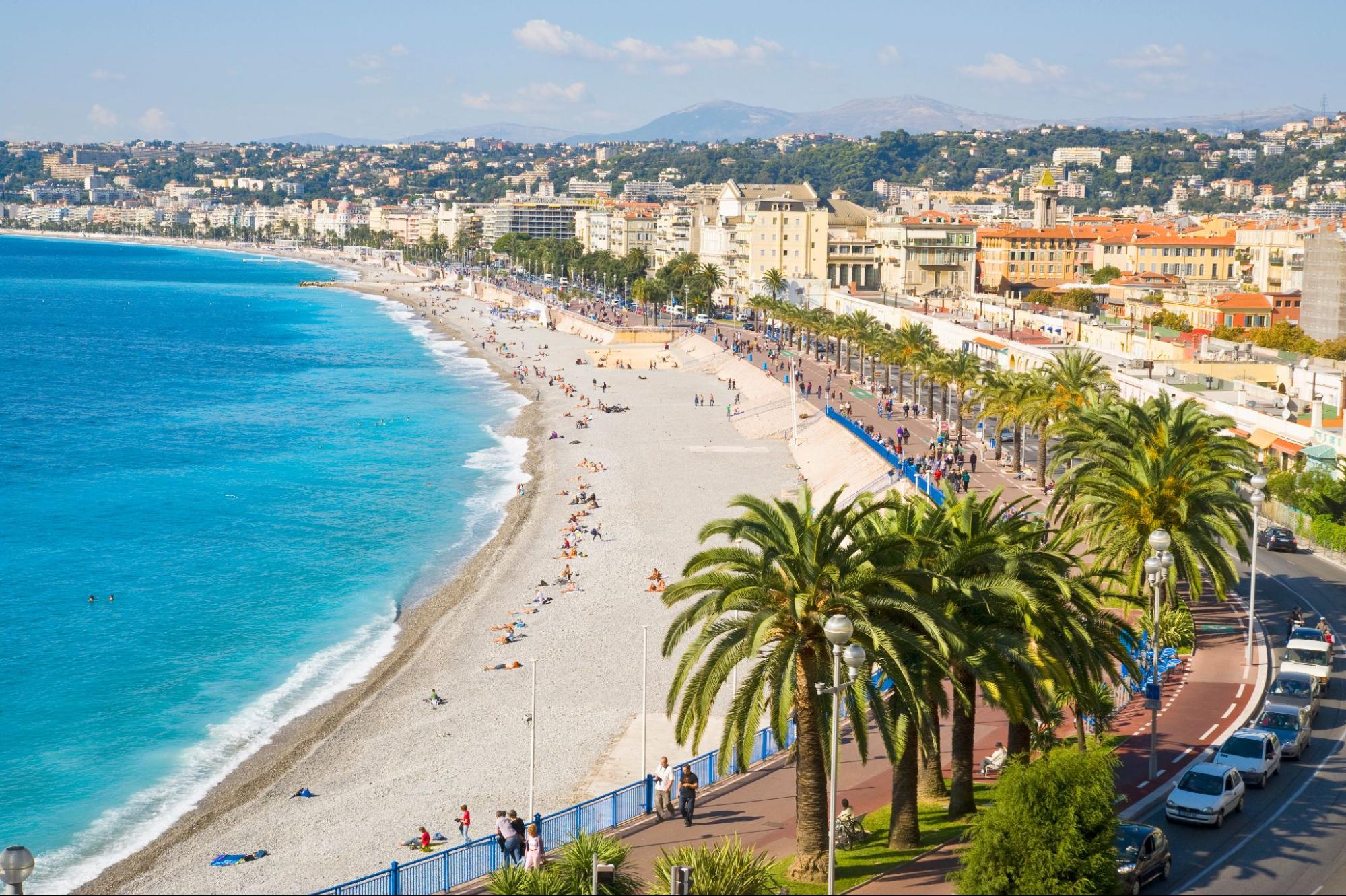 Blick auf den Strand von Nizza. Blick auf den Strand von Nizza.