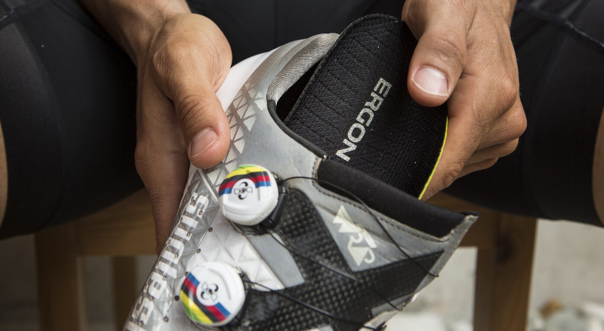 Detail eines Fahrradschuhs