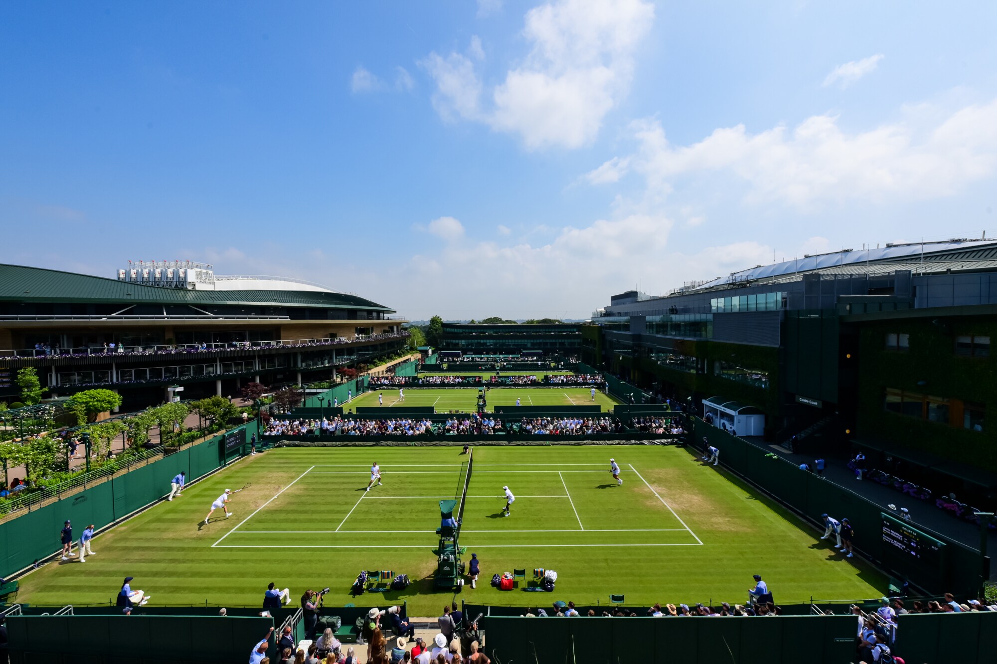 Blick über die Tennisplätze in Wimbledon