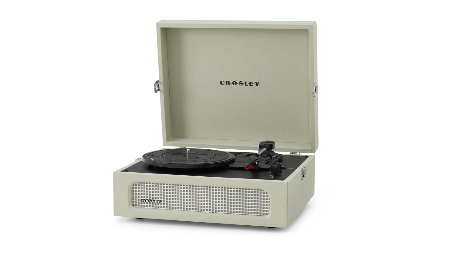 Schrägdraufsicht des tragbaren Plattenspielers CR8017B-DU in Beige Schrägdraufsicht des tragbaren Plattenspielers CR8017B-DU in Beige