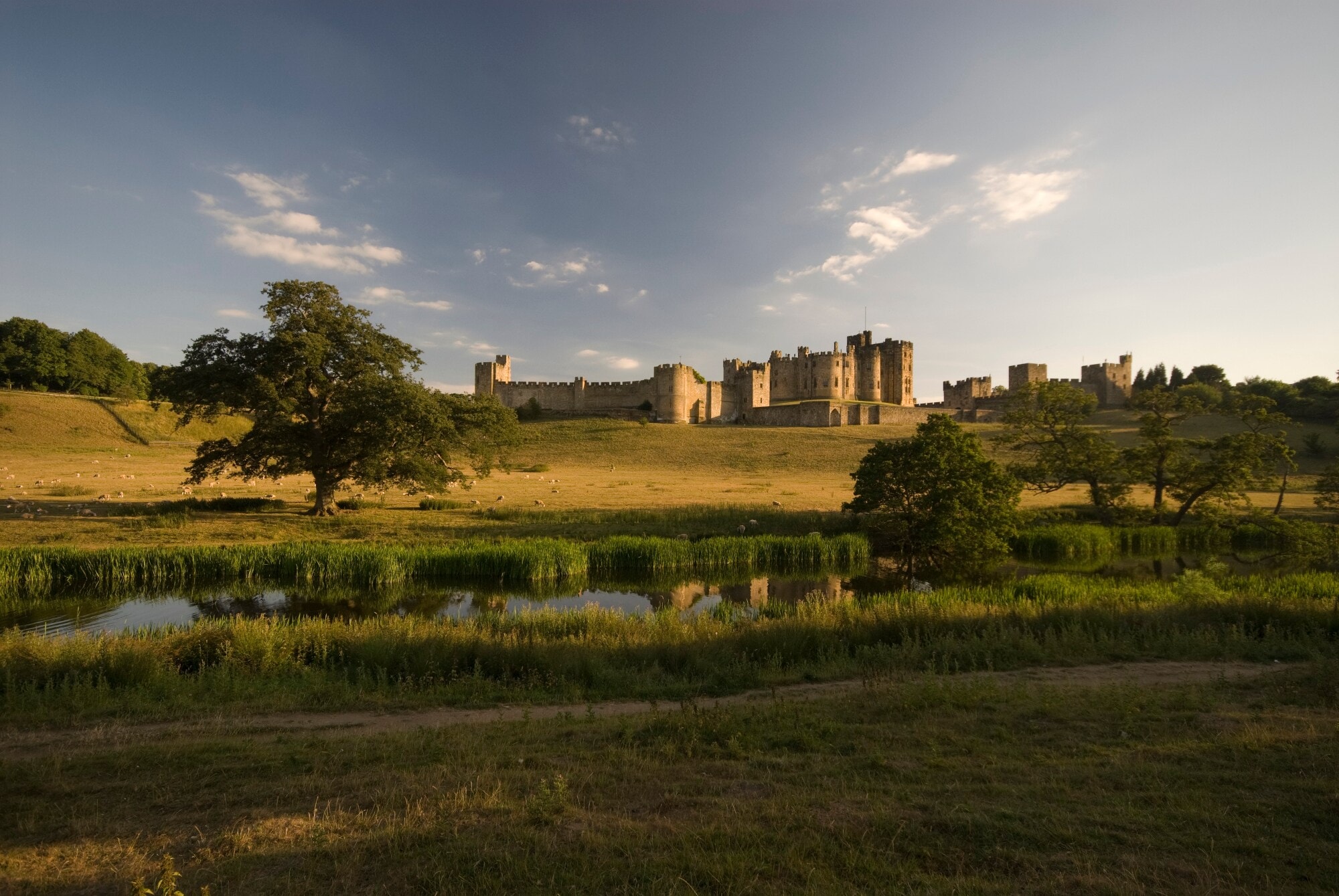 Ein Fluss mit einer alten Burg