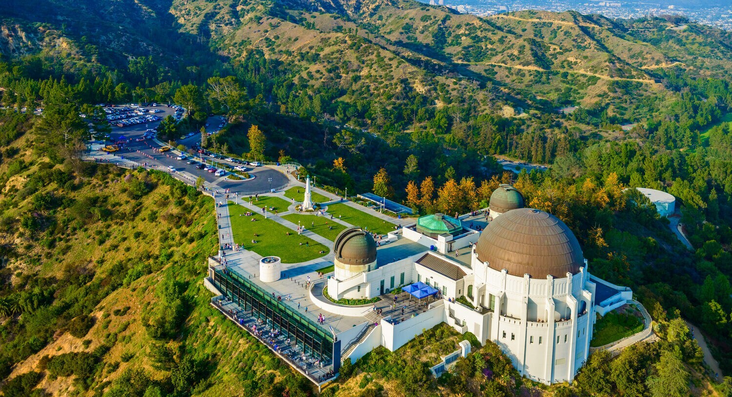 Luftbild auf das Observatorium im Griffith Park