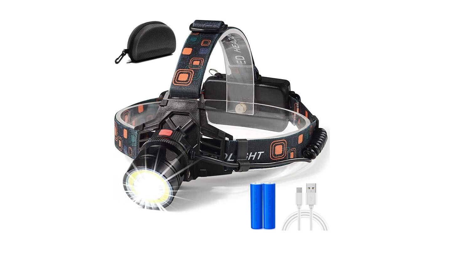 Eine Stirnleuchte, die leuchtet Eine Stirnleuchte, die leuchtet