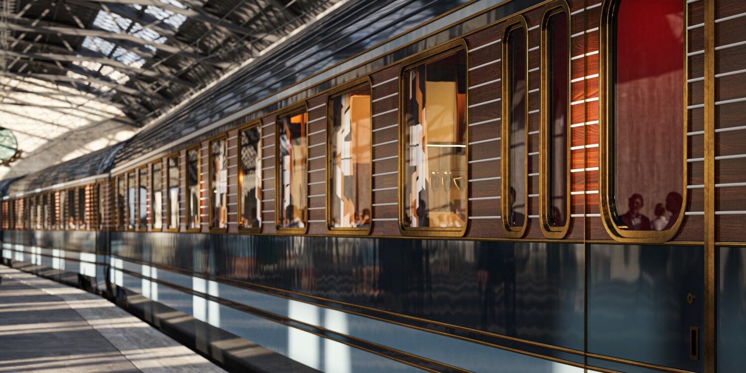 Ein altmodischer Zug in einer Bahnhofshalle Ein altmodischer Zug in einer Bahnhofshalle