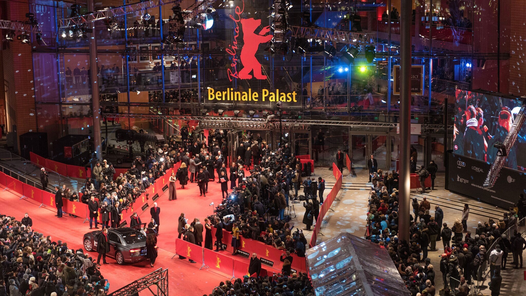 Publikum und Presse am roten Teppich vor dem Premierenkino Berlinale Palast