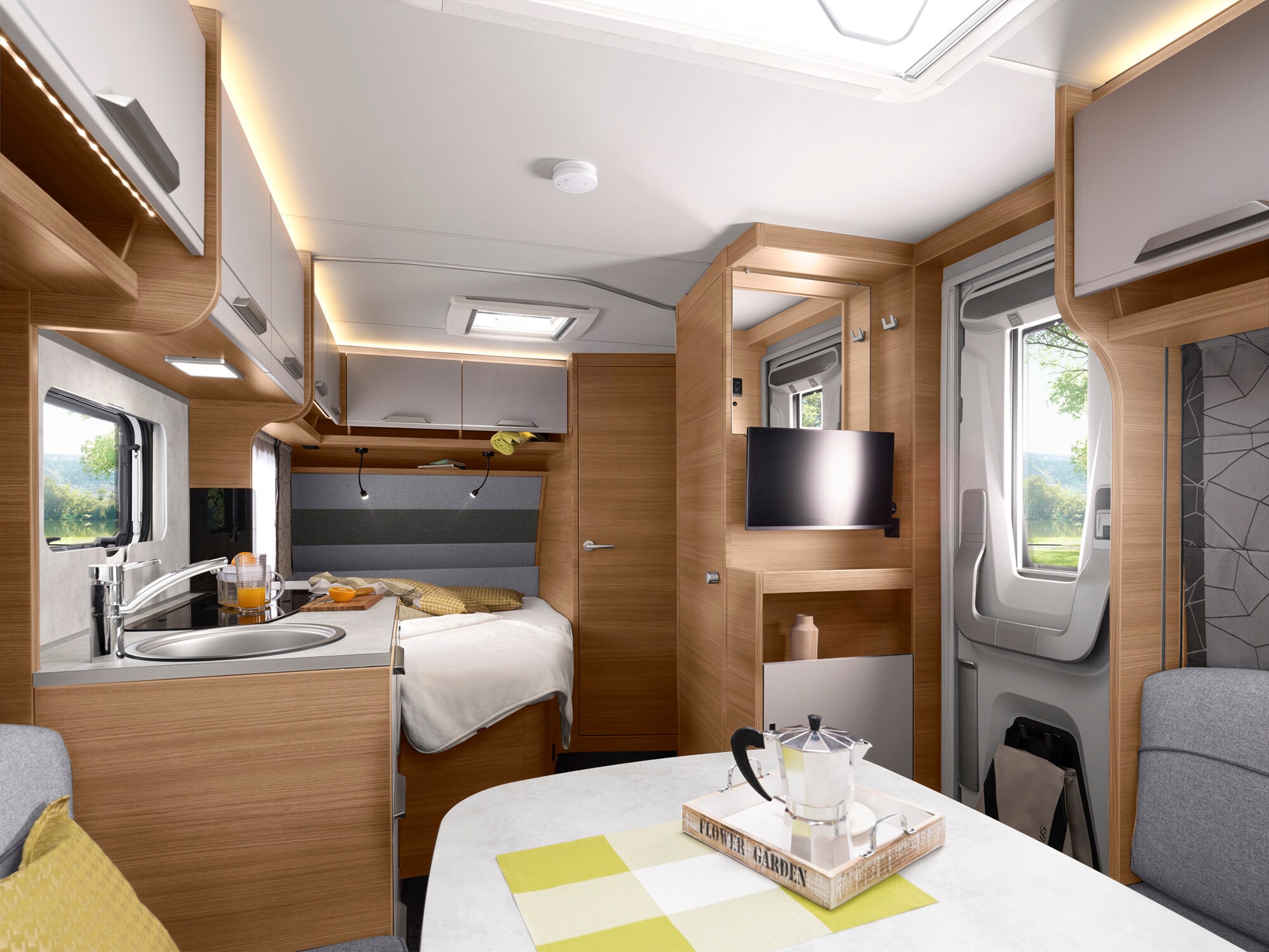 Blick ins Innere eines Miniwohnwagens