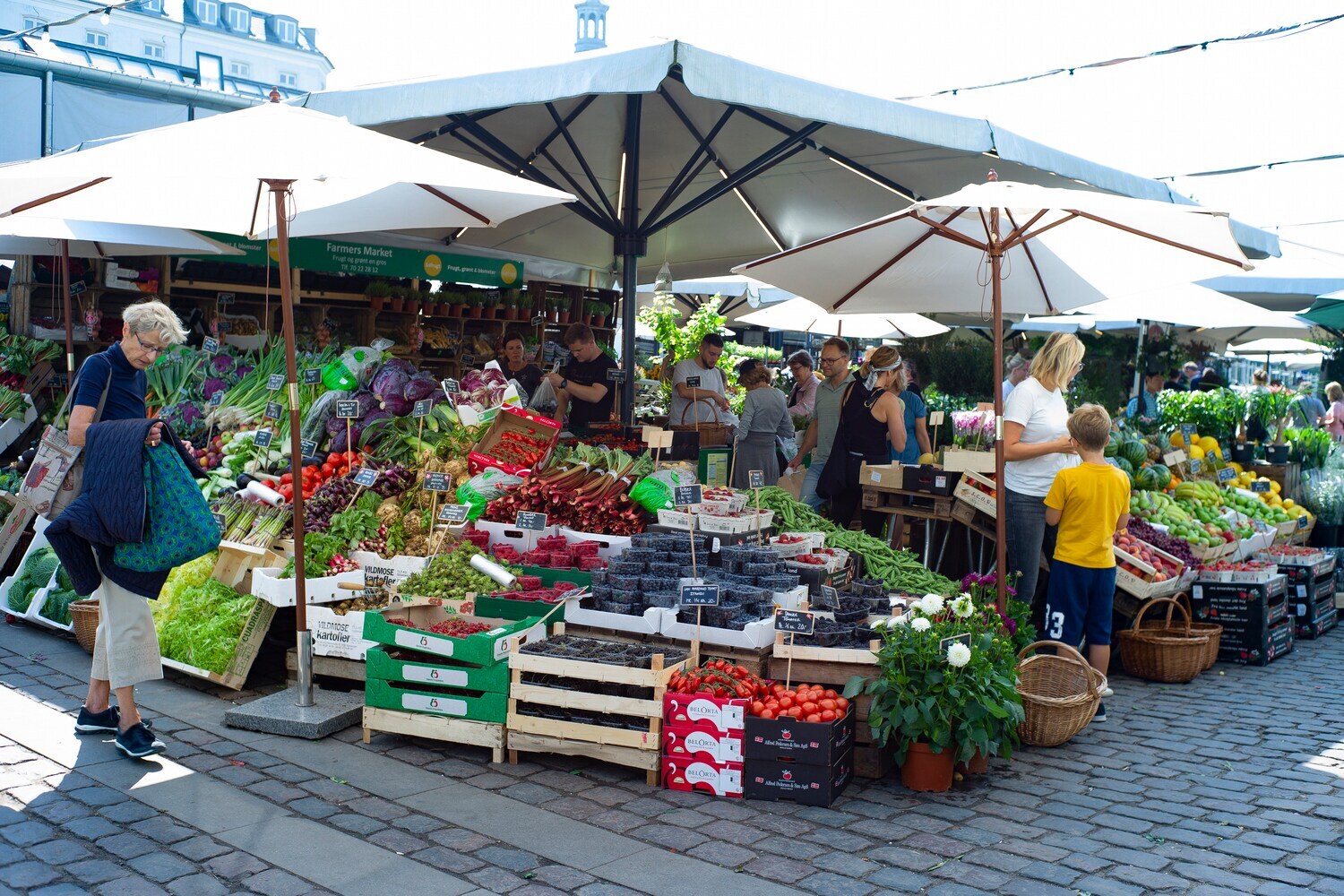 Ein Marktstand mit Obst und Gemüse Ein Marktstand mit Obst und Gemüse