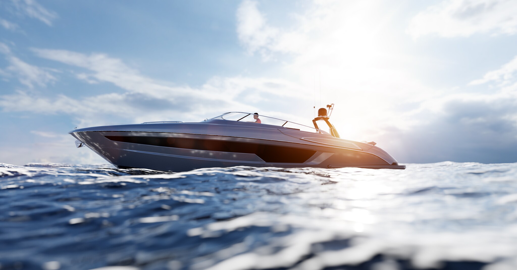 Speedboot auf dem Meer an einem sonnigen Tag