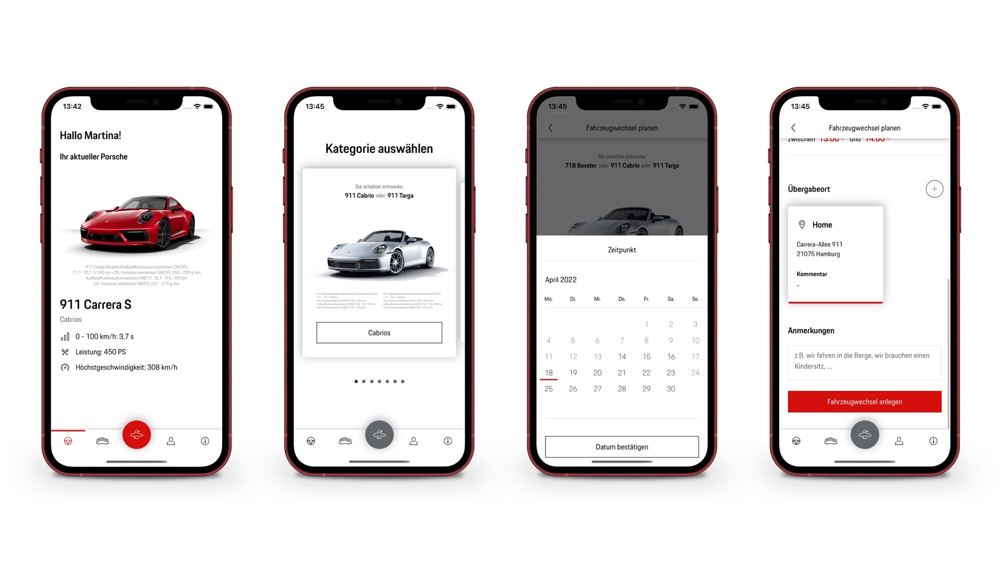 Übersicht der Porsche Drive Flex-App Übersicht der Porsche Drive Flex-App