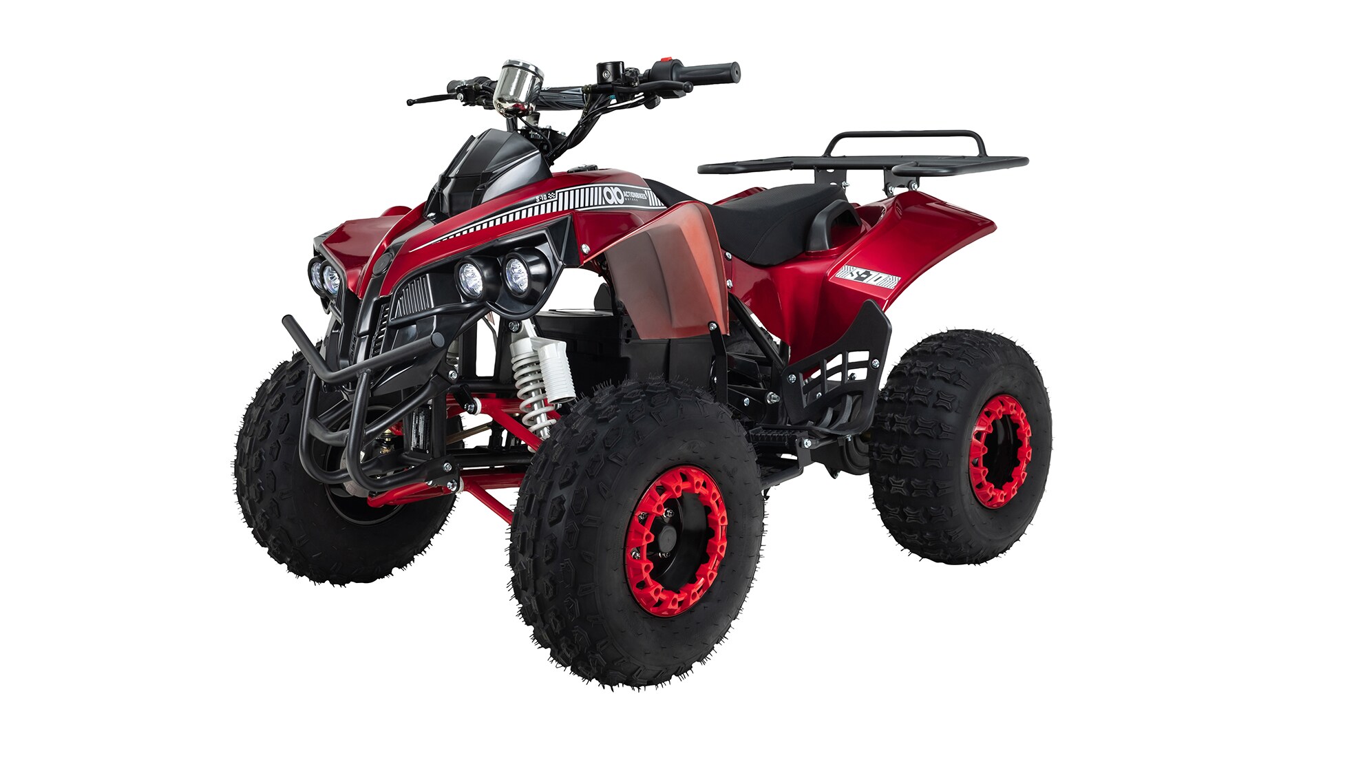 Produktbild eines roten E-Quads. Produktbild eines roten E-Quads.