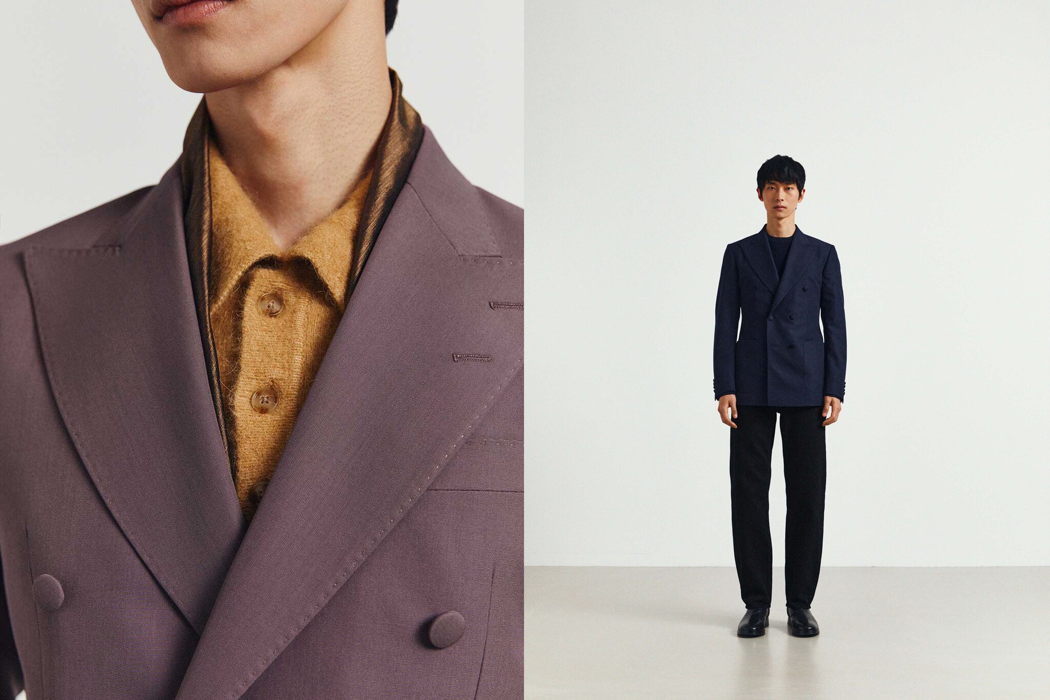 Eine Combo aus zwei Bildern mit einem Model