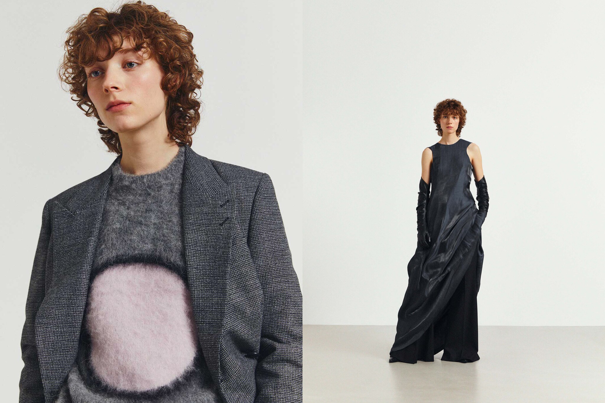 Eine Combo aus zwei Bildern mit einem Model