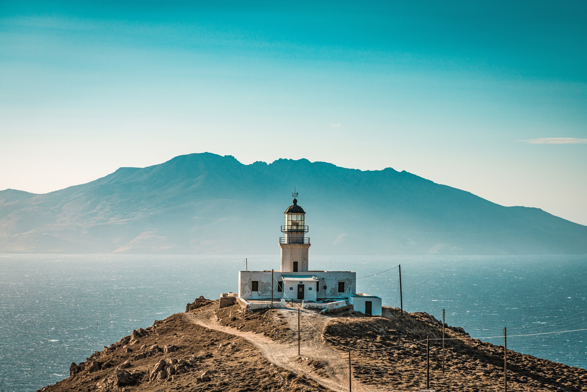 Der Armenistis Leuchtturm auf der griechischen Insel Mykonos