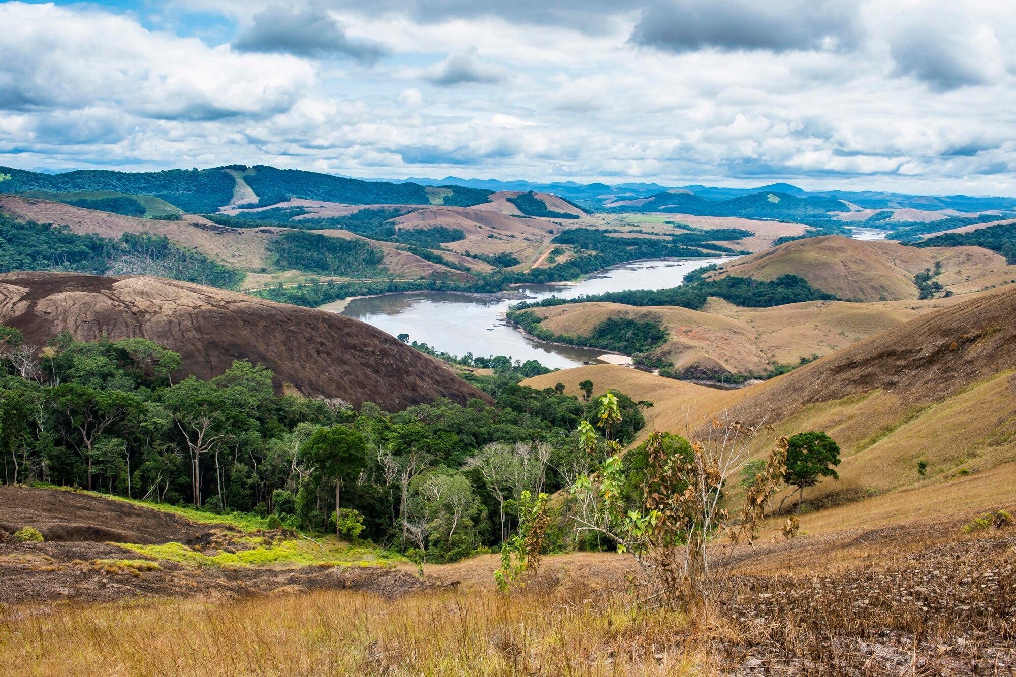 Ein Fluss, der sich durch einen Nationalpark von Gabun schlängelt. Ein Fluss, der sich durch einen Nationalpark von Gabun schlängelt.
