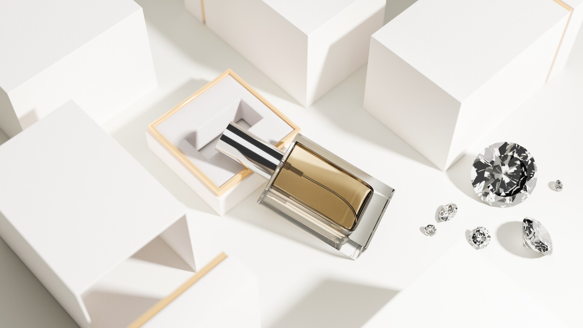 Eine Parfümflakon auf weißem Hintergrund Eine Parfümflakon auf weißem Hintergrund