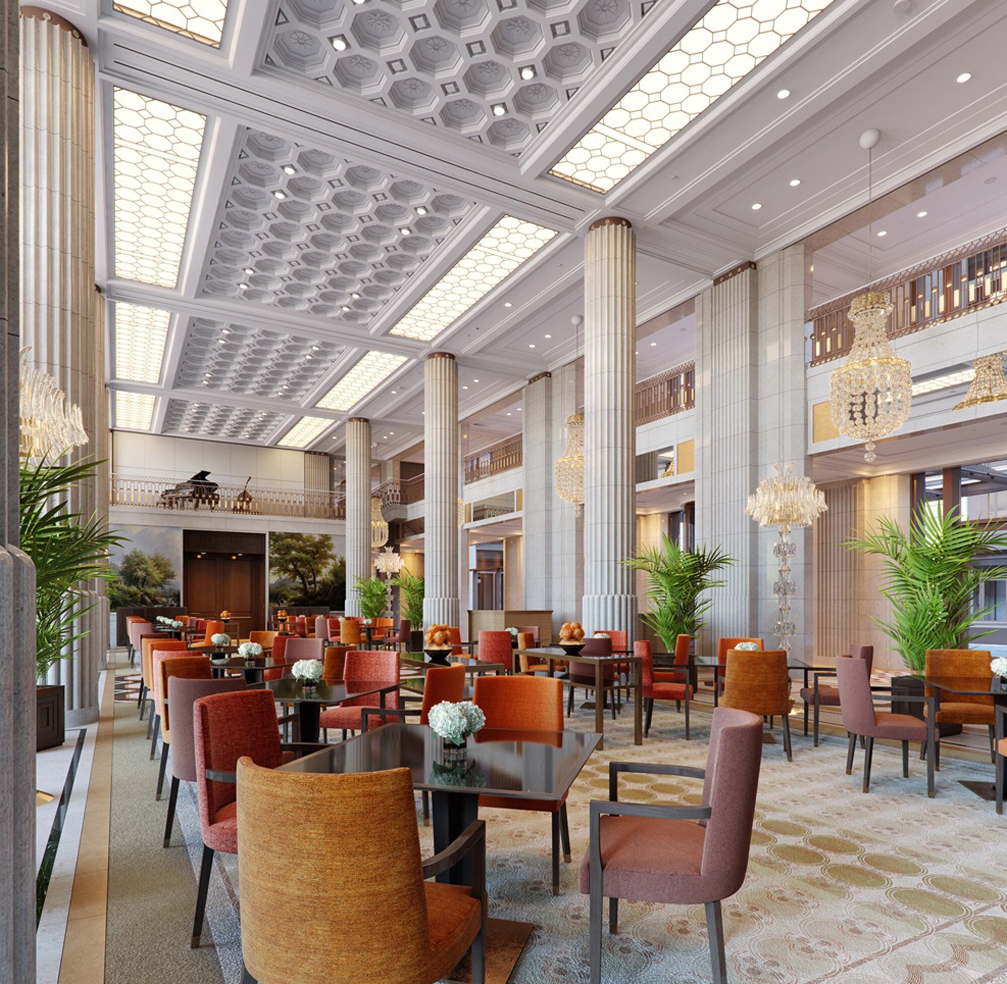 Die Lobby des Hotels Pensinsula London.