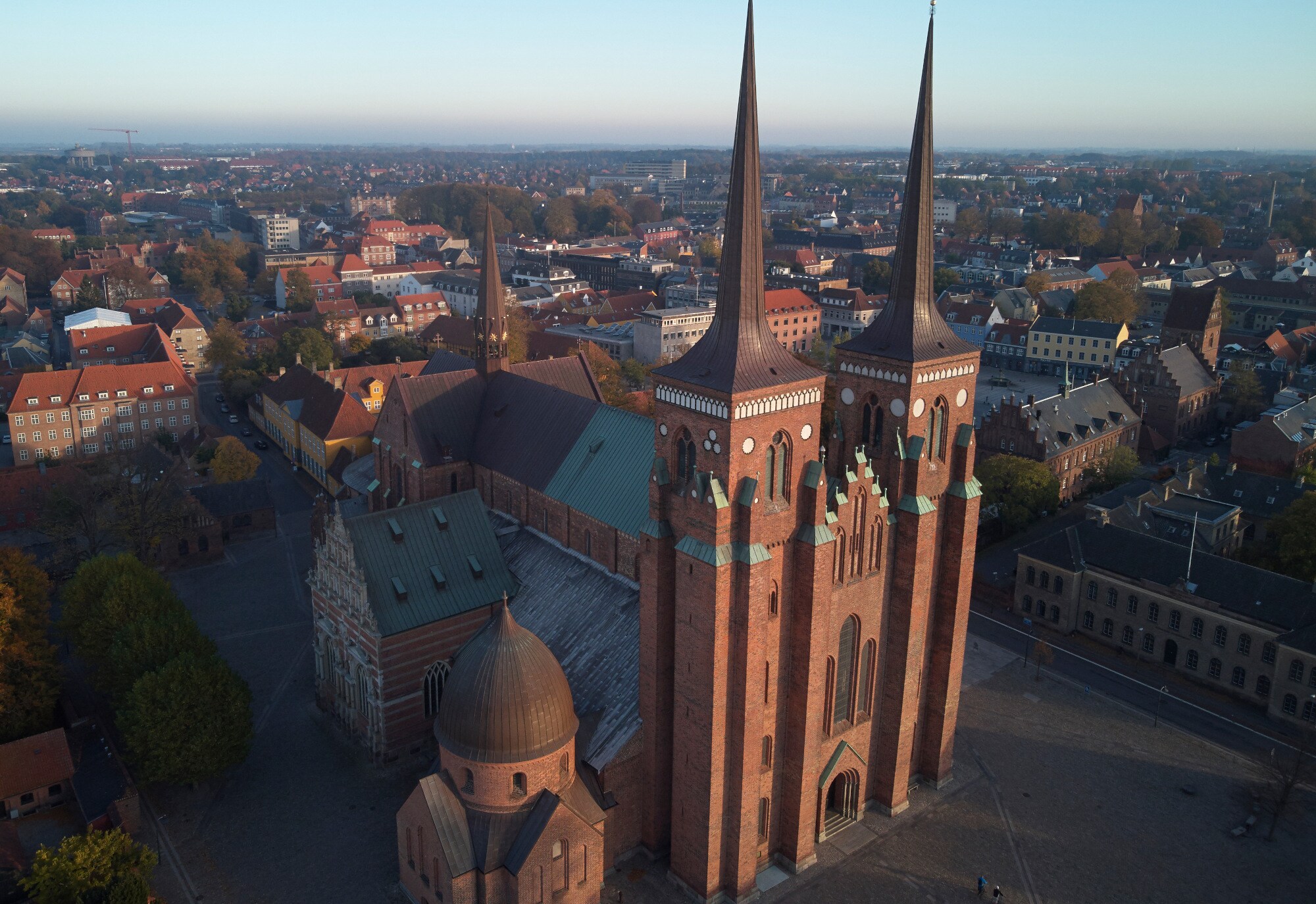 Luftaufnahme vom Dom in Roskilde Luftaufnahme vom Dom in Roskilde