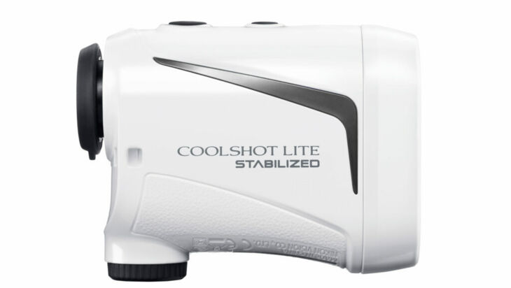 Produkt-Shot eines weißen, handlichen Laser-Entfernungsmessers