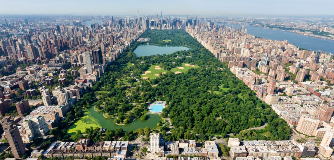 Der Central Park in Manhattan aus der Luftperspektive