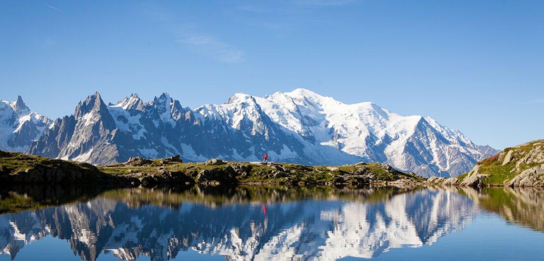 Die französischen Alpen nahe Chamonix mit dem Montblanc im Hintergrund