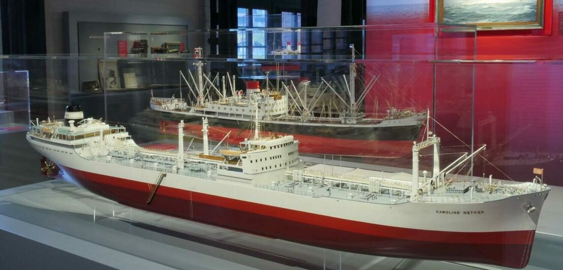Ein Schiffsmodell im Internationalen Maritimen Museum Hamburg.