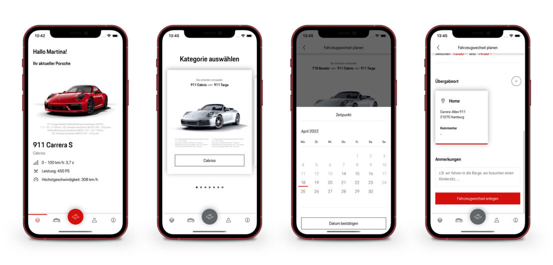 Übersicht der Porsche Drive Flex-App
