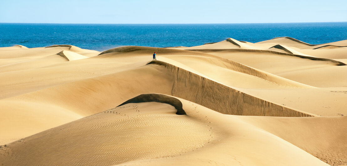 Sanddünen von Maspalomas auf Gran Canaria, dahinter das Meer