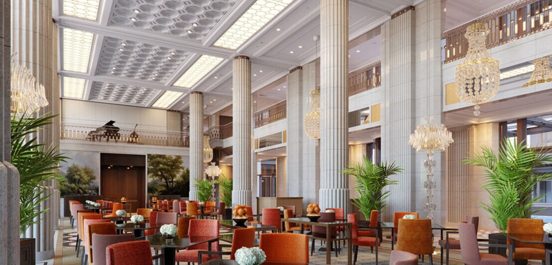 Die Lobby des Hotels Pensinsula London.